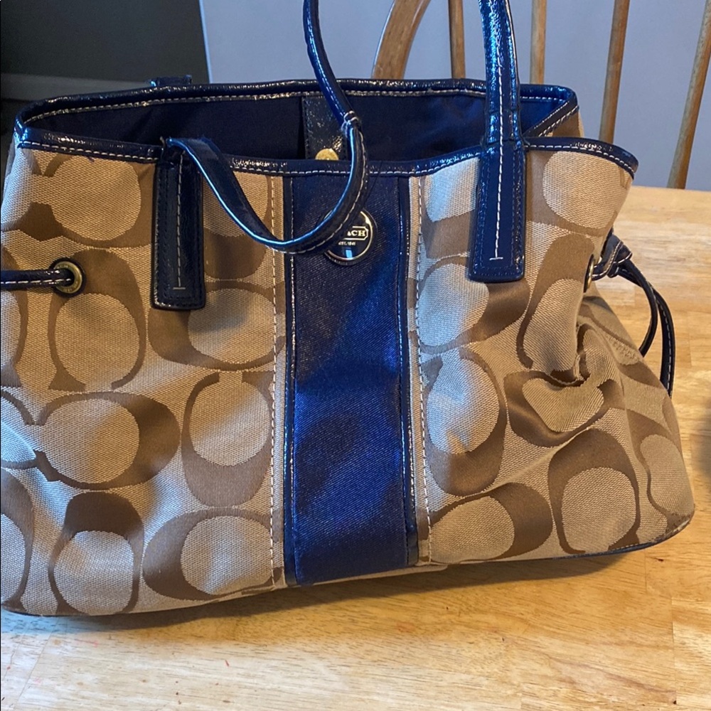 Coach Signature Brown and Blue Tote
